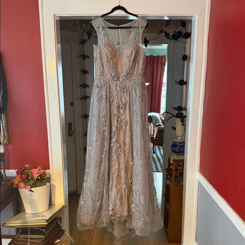 LARA Sheer Silver and Cream Bridal Gown